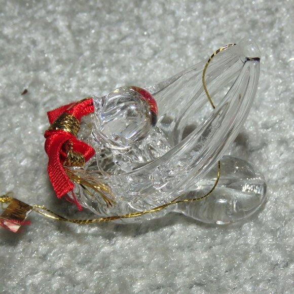 Vintage Clear Spun Glass Small Bird Hanging Christmas Holiday Ornament - Picture 7 of 9